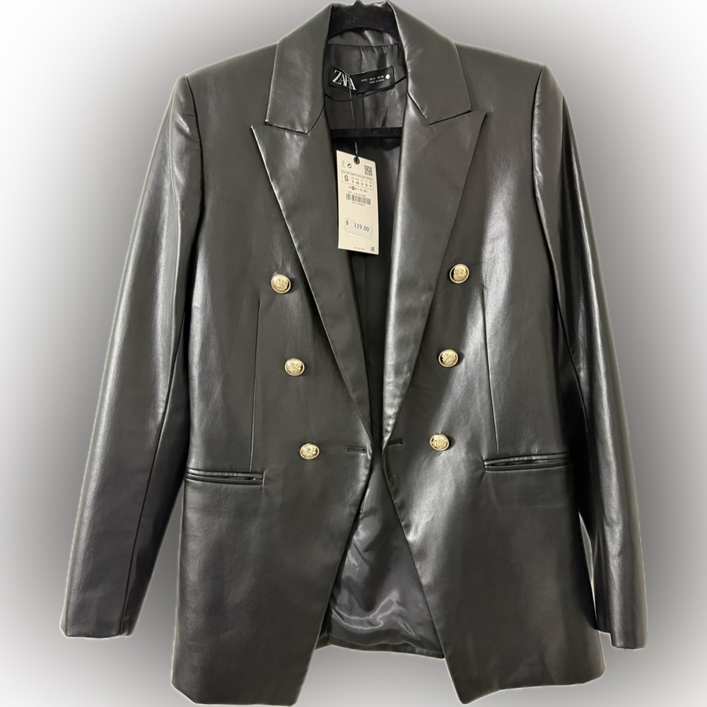 Zara Black Blazer with Gold Buttons